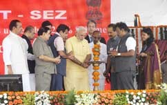 PM lays foundation stones of JNPT Port Trust and Port Connectivity Road, hands over letters of land allotment to Project Affected Persons