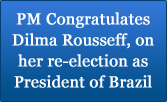 PM congratulates Dilma Rousseff, on her re-election as President of Brazil