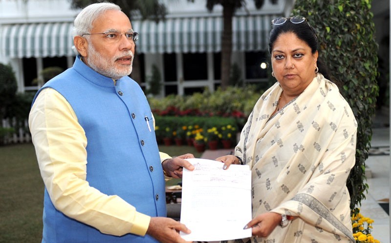 Rajasthan CM presents draft worth Rs 5 crore to PM, for PMNRF
