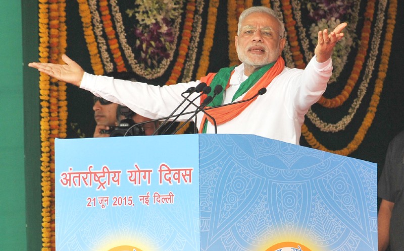 प्रथम अंतर्राष्ट्रीय योग दिवस के अवसर पर, राजपथ पर आयोजित सामूहिक योग प्रदर्शन कार्यक्रम के दौरान प्रधानमंत्री द्वारा दिए गये वक्तव्य का मूल पाठ