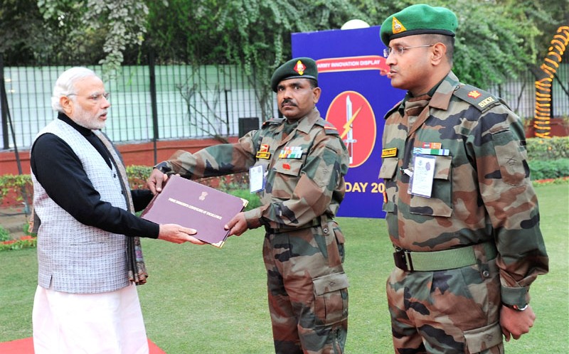 PM presents certificates to innovators in the Indian Army, on the occasion of Army Day