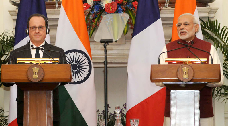 फ्रांस के राष्ट्रपति के साथ संयुक्त प्रेस वार्ता में प्रधानमंत्री का मीडिया को दिये गए वक्तव्य का मूल पाठ