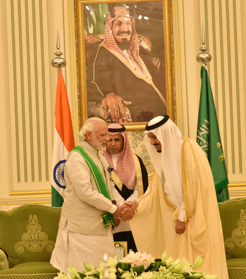 The Prime Minister, Shri Narendra Modi at the signing of agreements between India and the kingdom of Saudi Arabia, in Riyadh, Saudi Arabia on April 03, 2016.