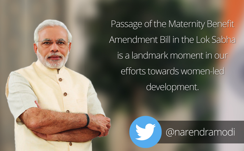 PM lauds passage of Maternity Benefit Amendment Bill in Lok Sabha