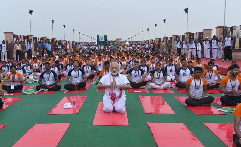PM attends Mass Yoga Demonstration at Lucknow, on the occasion of International Day of Yoga