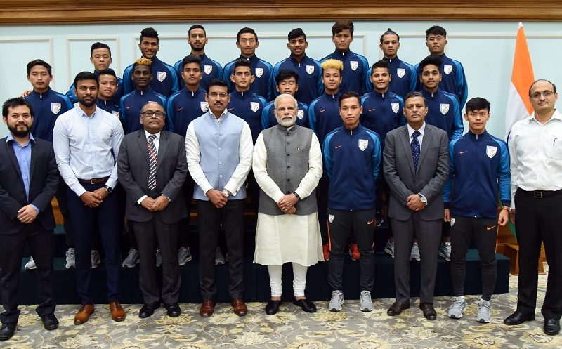 PM meets Indian Team that participated in FIFA U-17 World Cup