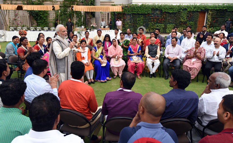 Beneficiaries of Pradhan Mantri Mudra Yojana share their success stories during interaction with PM