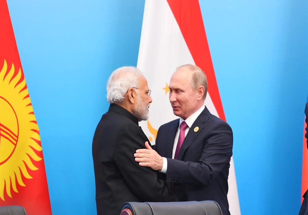The Prime Minister, Shri Narendra Modi with the President of Russian Federation, Mr. Vladimir Putin, at the Signing Ceremony of the Shanghai Cooperation Organisation (SCO) Summit, in Qingdao, China on June 10, 2018.