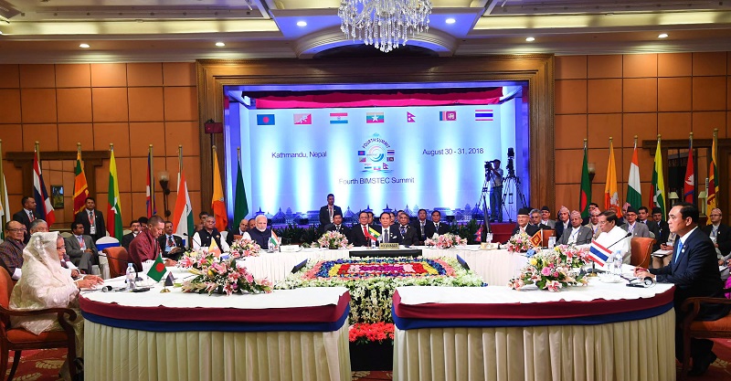 The Prime Minister, Shri Narendra Modi and other BIMSTEC leaders at the signing ceremony of BIMSTEC convention and the adoption of Kathmandu Declaration, in Nepal on August 31, 2018.