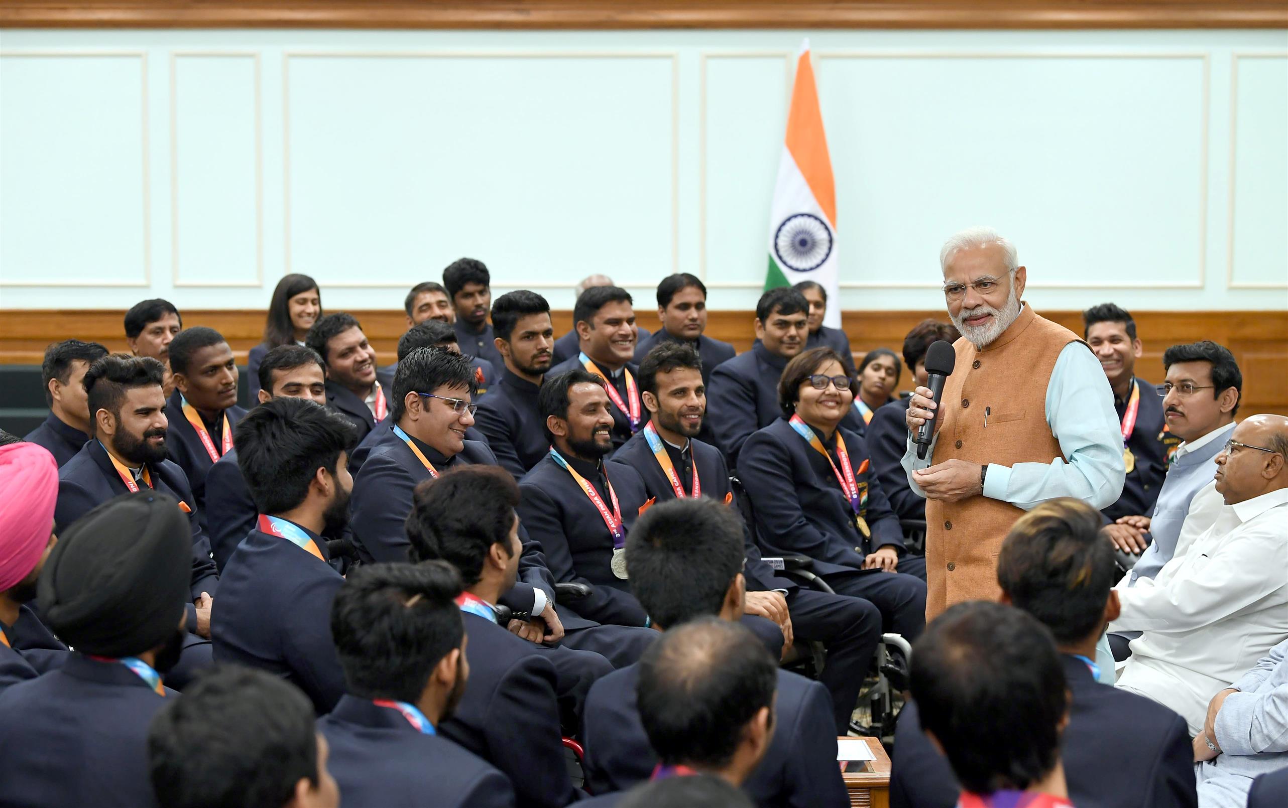 PM felicitates medal winners of 2018 Asian Para Games