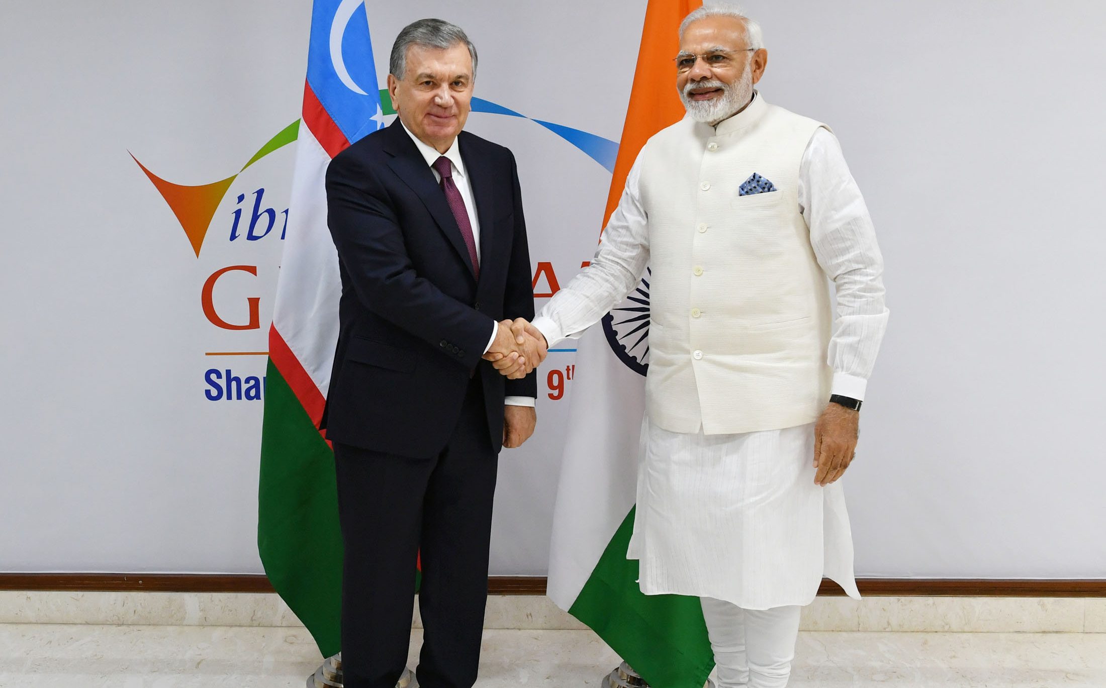 PM meets President of Uzbekistan on sidelines of the Vibrant Gujarat Global Summit-2019 in Ahmedabad