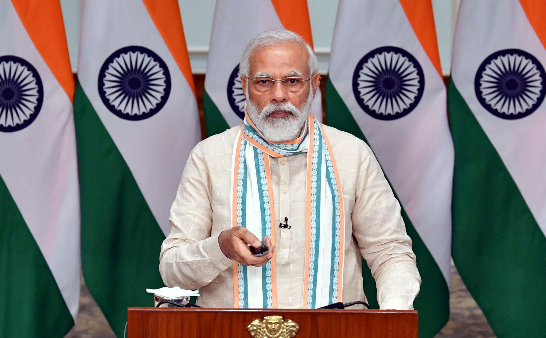 The Prime Minister, Shri Narendra Modi inaugurates Aatma Nirbhar Uttar Pradesh Rojgar Abhiyan through video conferencing from New Delhi on June 26, 2020.