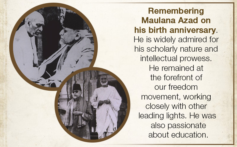 PM pays tribute to Maulana Azad on his birth anniversary | Prime ...