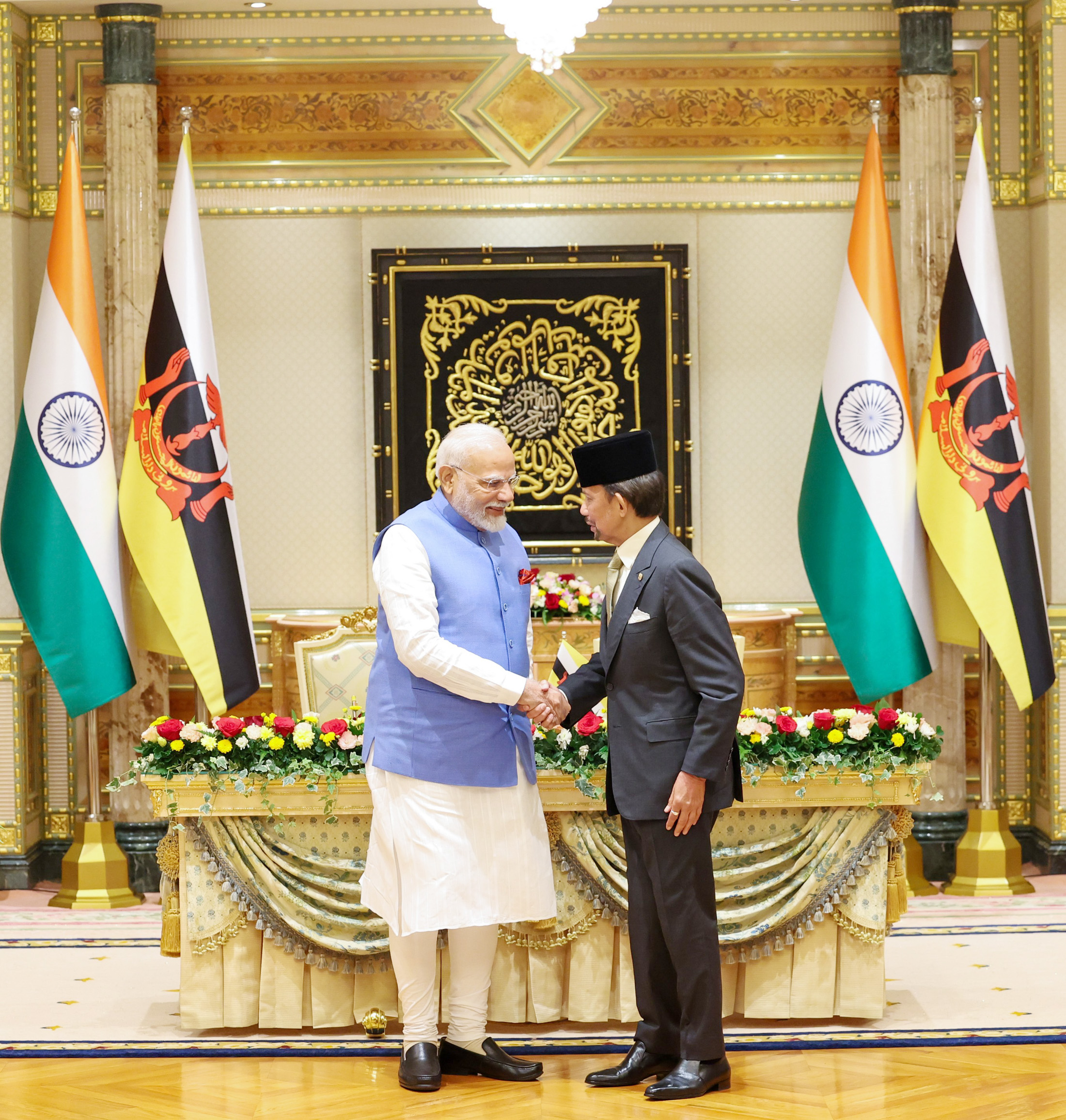 PM meets His Majesty Sultan Haji Hassanal Bolkiah ahead of their Signing and Exchange of MoU, in Brunei on September 04, 2024.