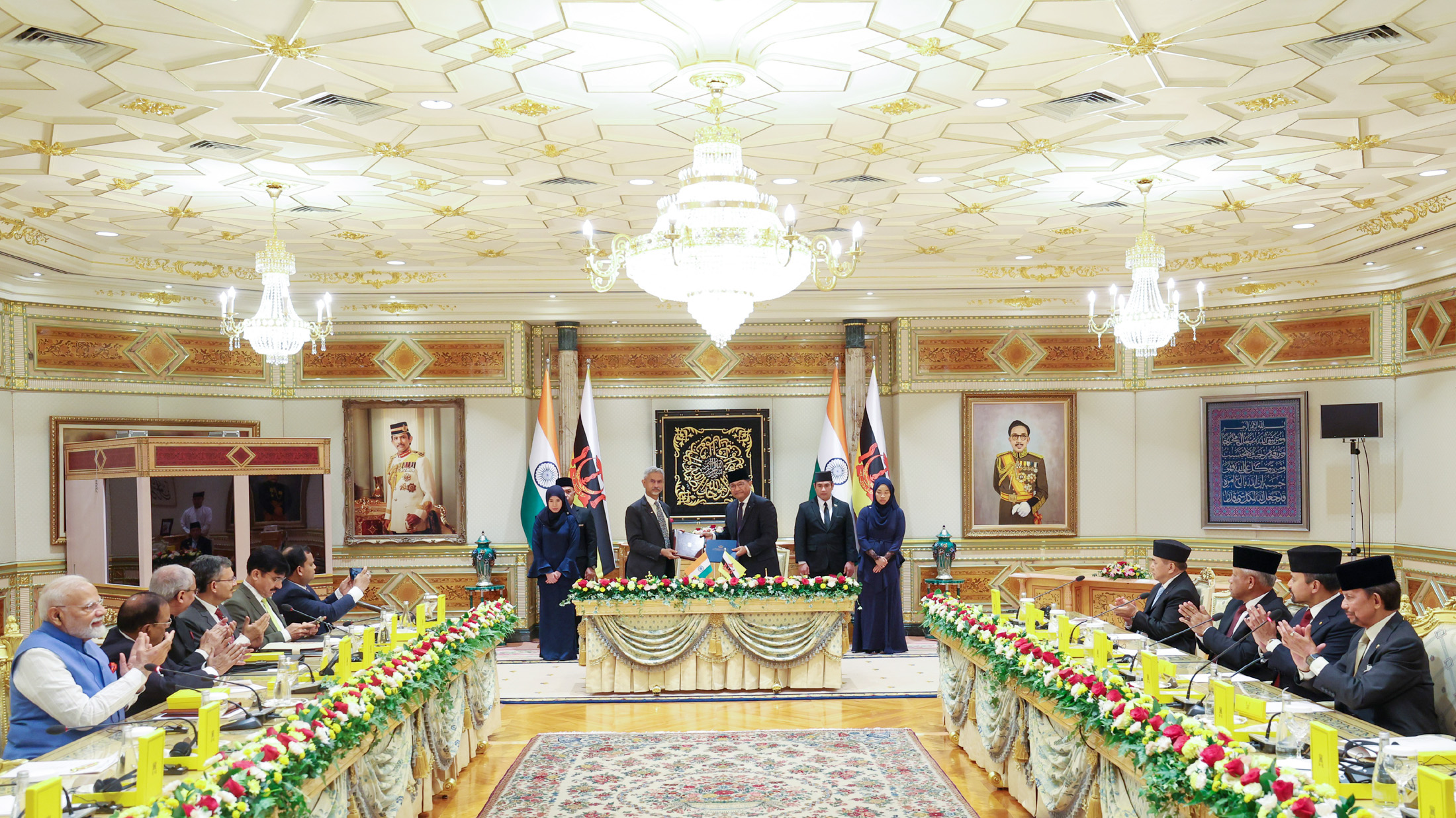 PM along with the His Majesty Sultan Haji Hassanal Bolkiah witnessed the Signing and Exchange of MoU, in Brunei on September 04, 2024.