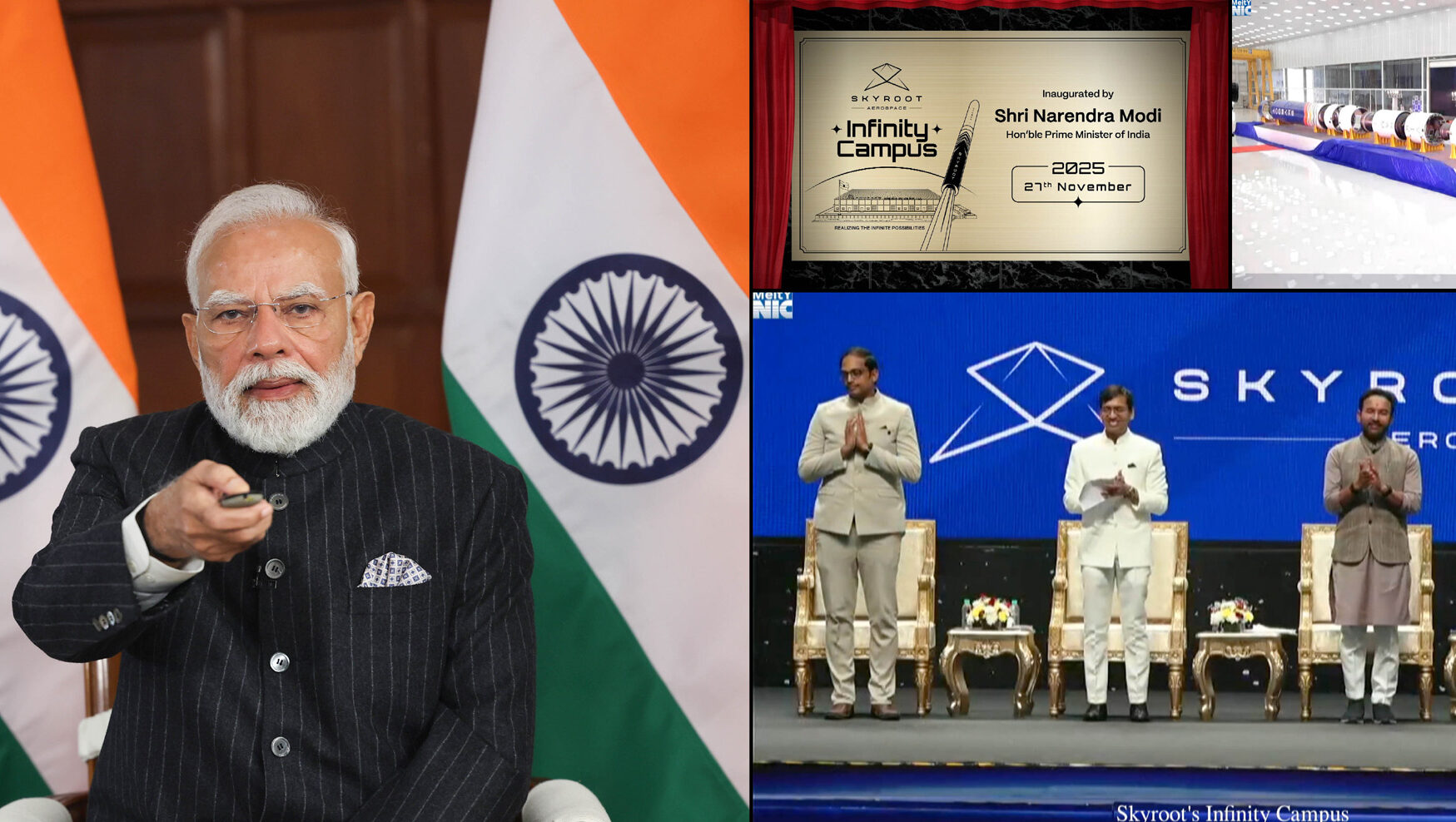 PM inaugurated the Skyroots Infinity Campus in Hyderabad, Telangana via video conferencing on November 27, 2025.