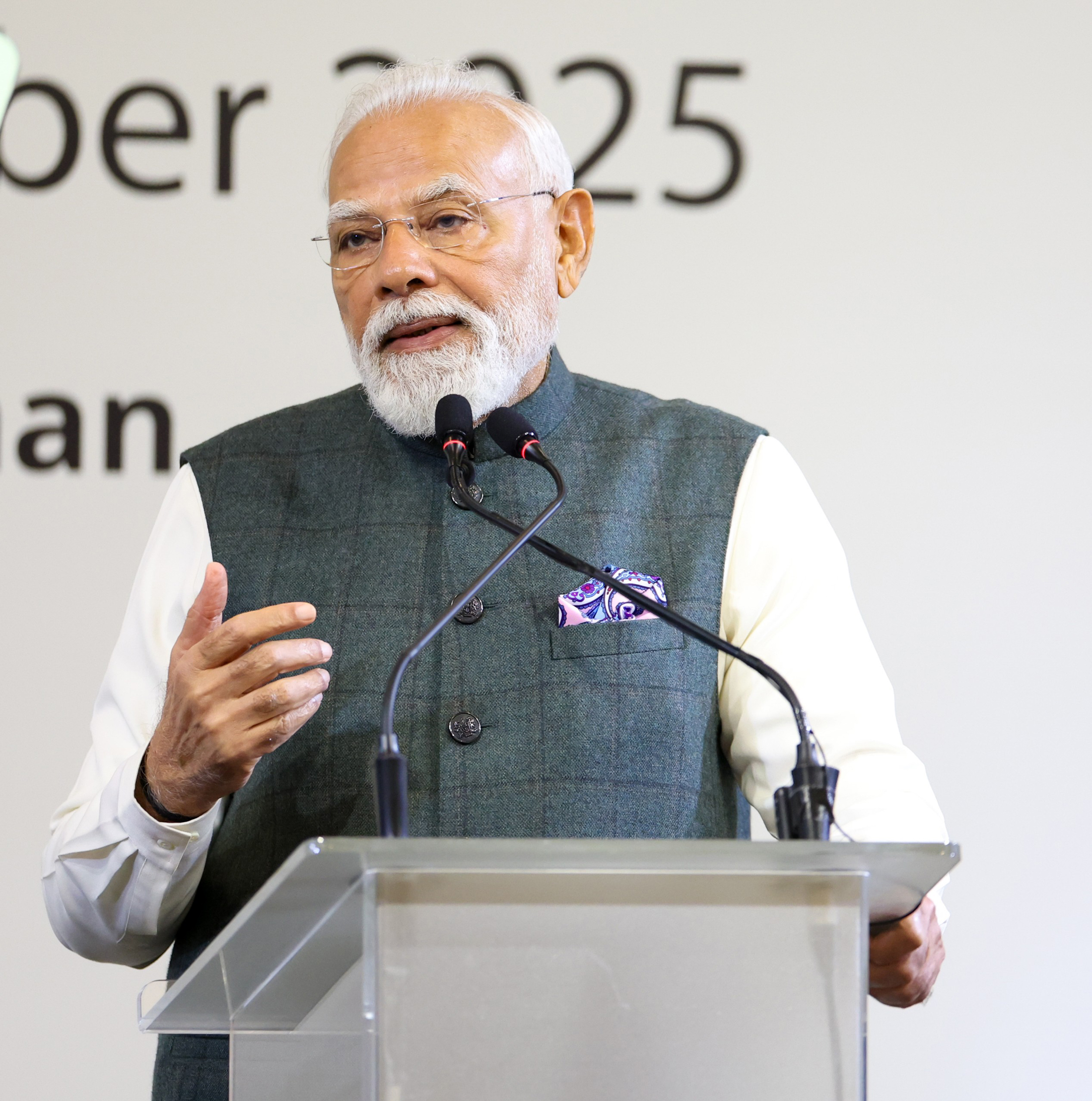 PM is on his way to the Jordan Museum with the Crown Prince of Jordan, Al-Hussein Bin Abdullah II at Amman, in Jordan on December 16, 2025.