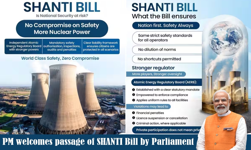 PM welcomes passage of SHANTI Bill by Parliament