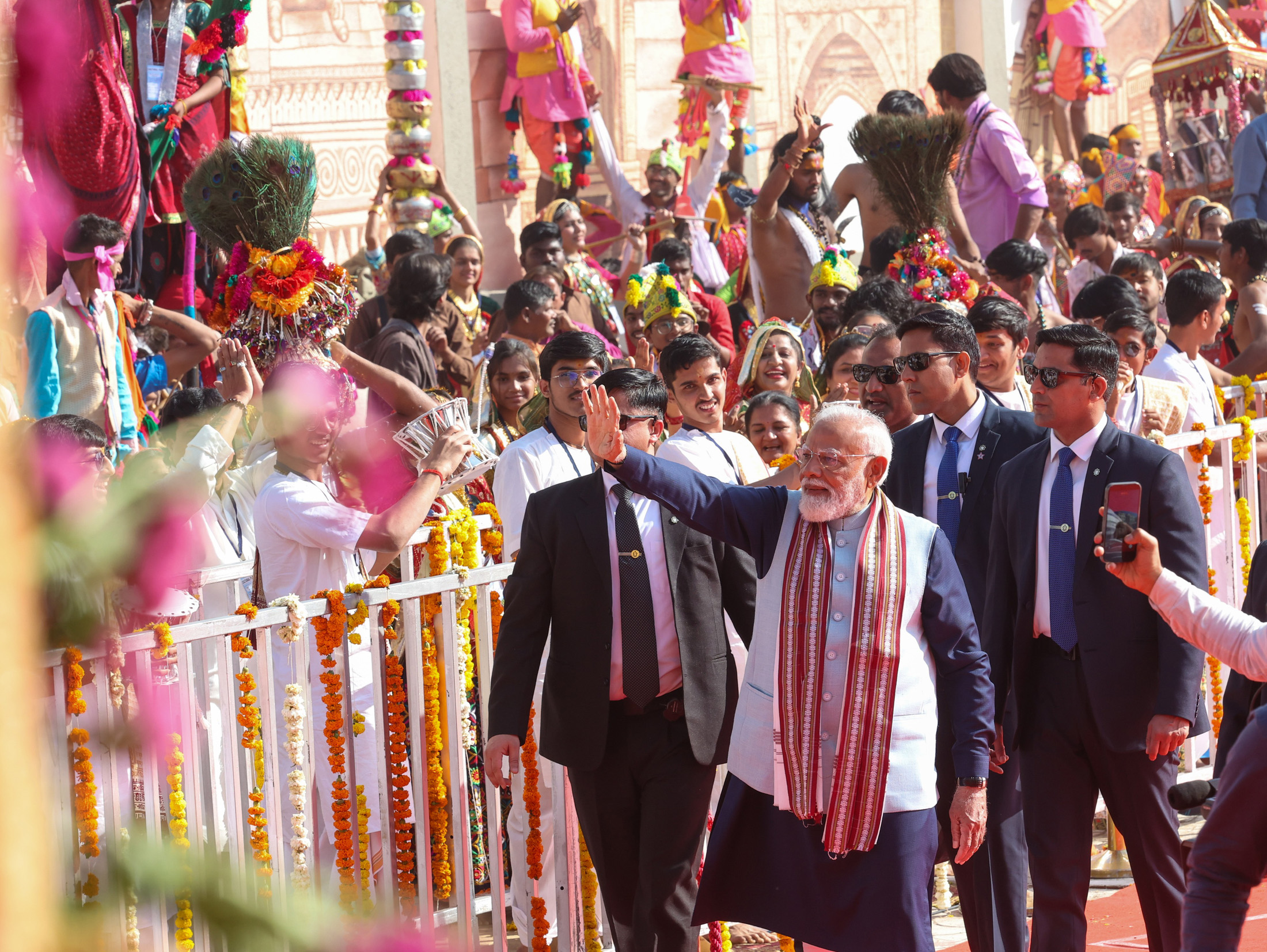 PM holds Shaurya Yatra, a symbolic procession organised as part of the Somnath Swabhiman Parv, in Gujarat on January 11, 2026.