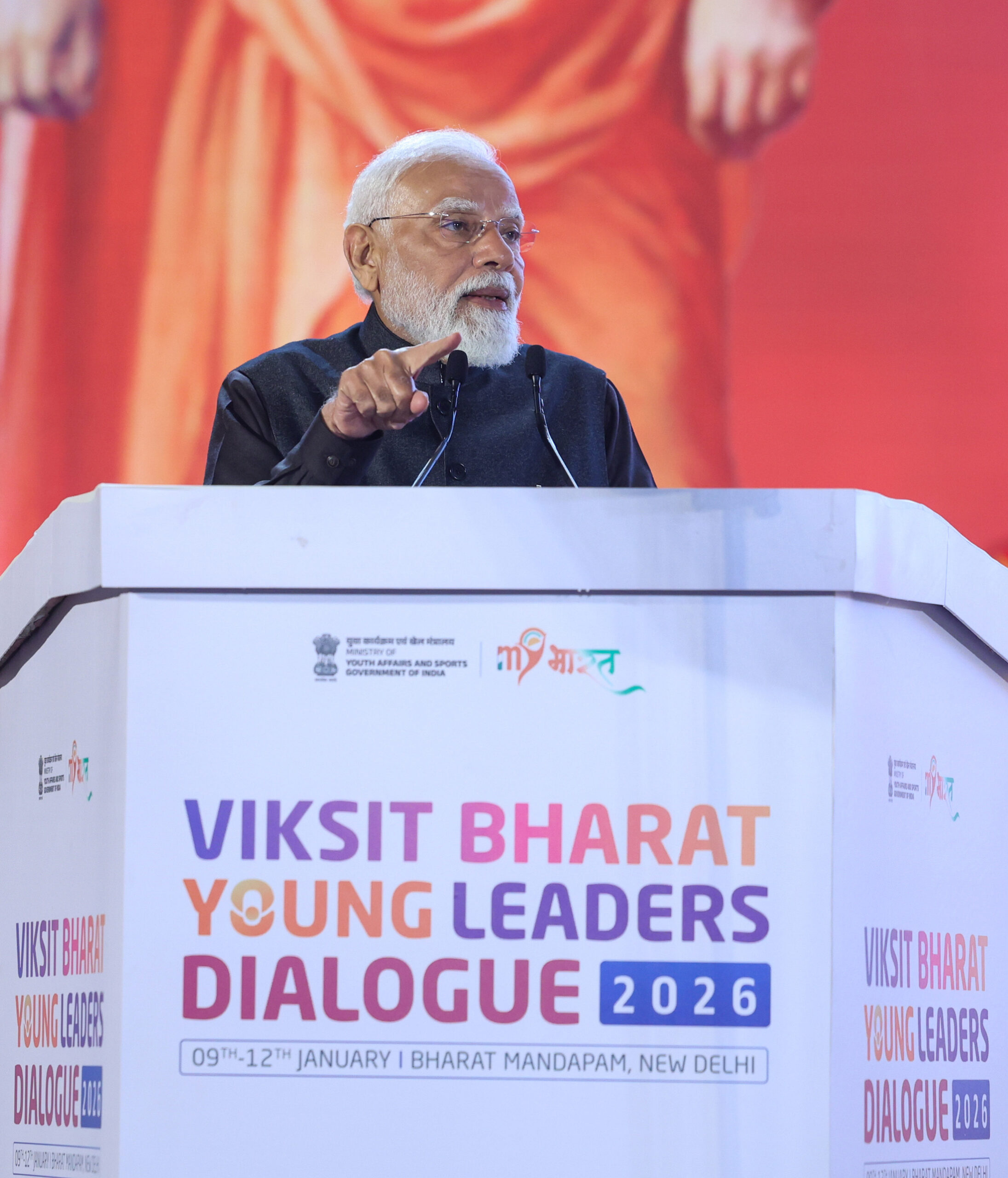PM visits an exhibition at the Viksit Bharat Young Leaders Dialogue 2026, in Bharat Mandapam, in New Delhi on January 12, 2026.