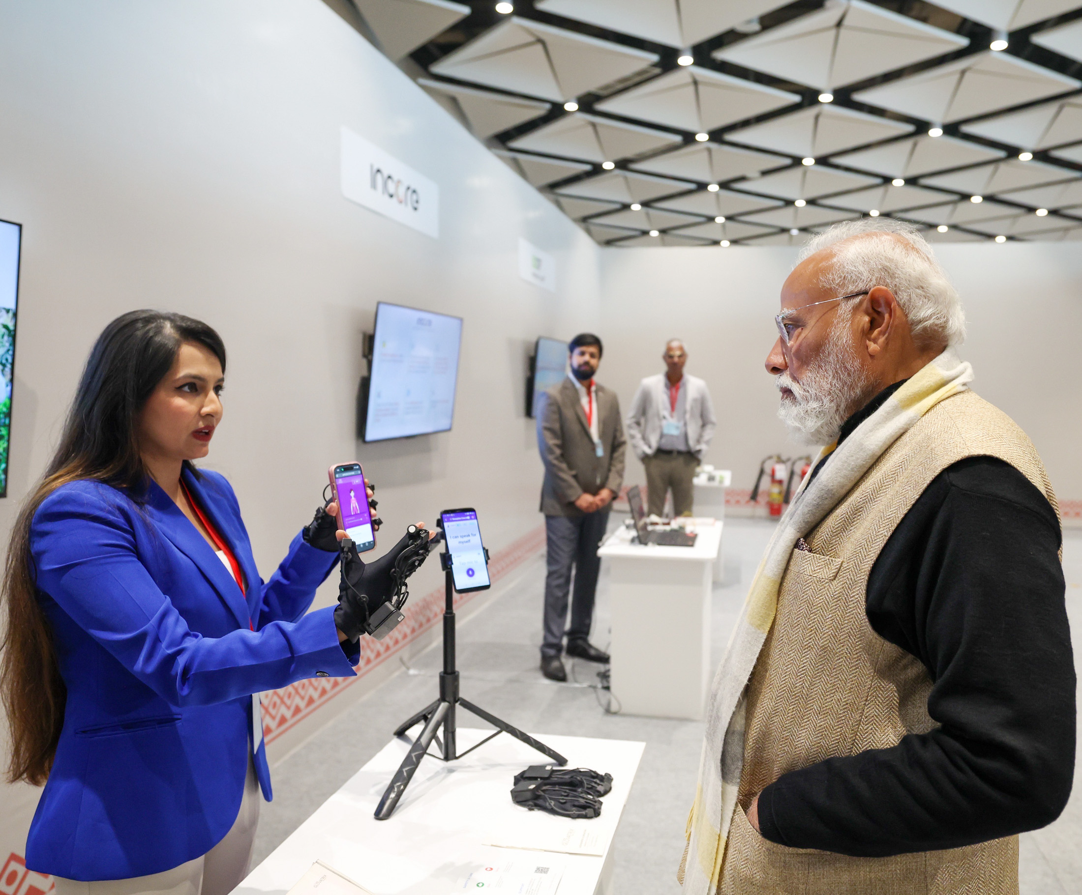 PM walks through exhibition of Startups, in New Delhi on January 16, 2026.