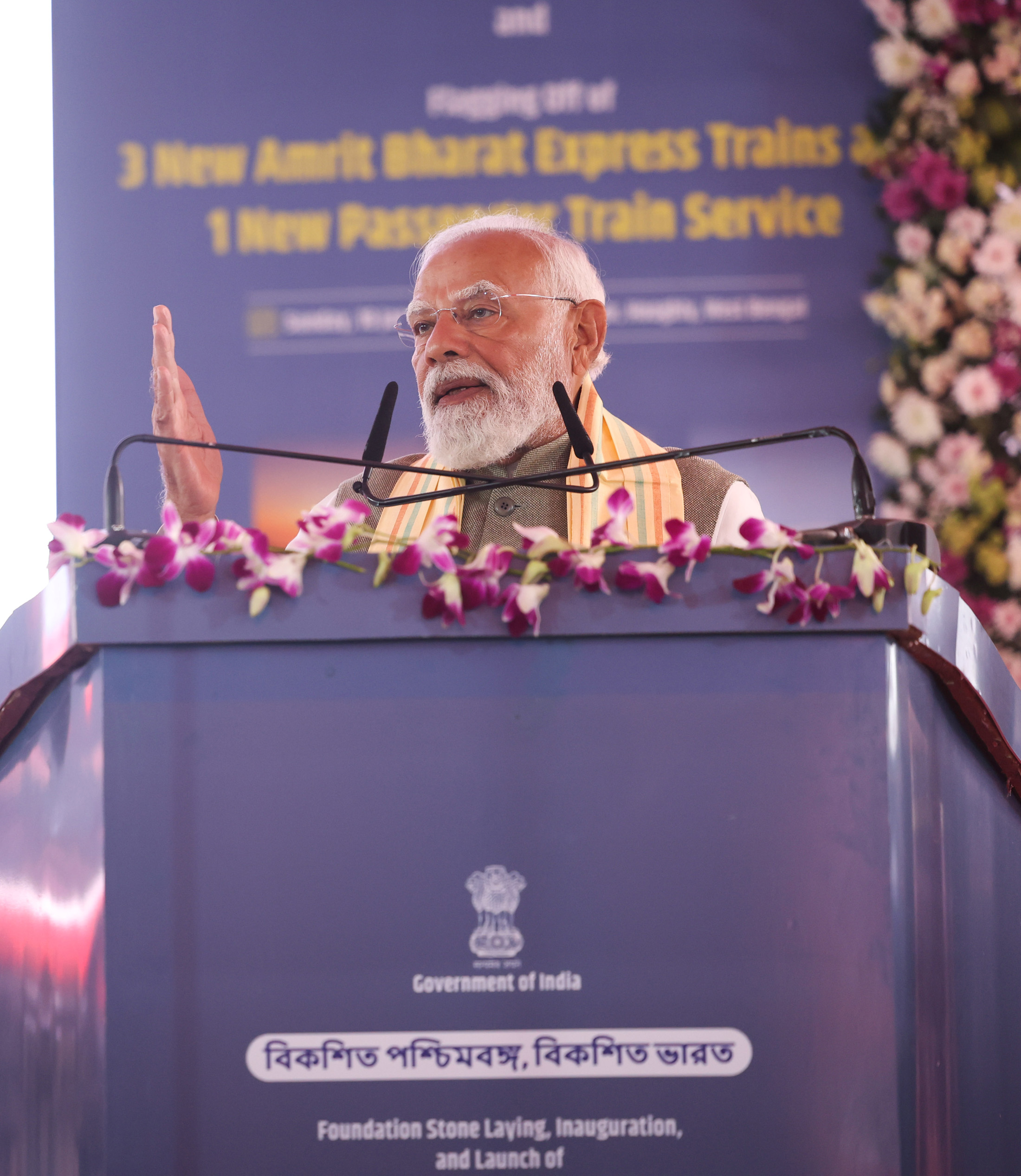 PM inaugurates, lays the foundation stone and flags off various projects at Singur, in Hooghly, West Bengal on January 18, 2026.