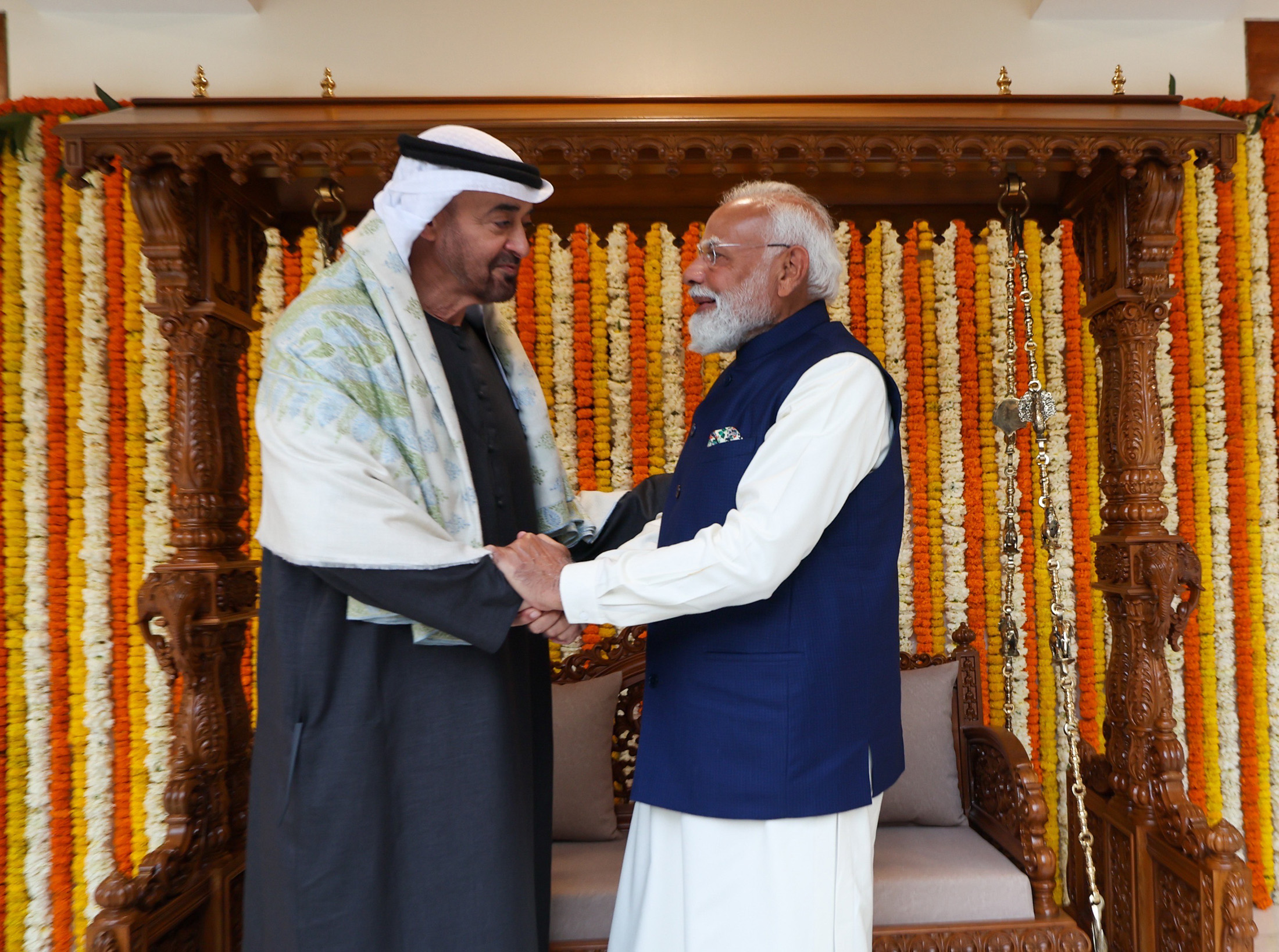 PM meets the President of the United Arab Emirates, Mohamed bin Zayed Al Nahyan at 7, Lok Kalyan Marg, in New Delhi on January 19, 2026.