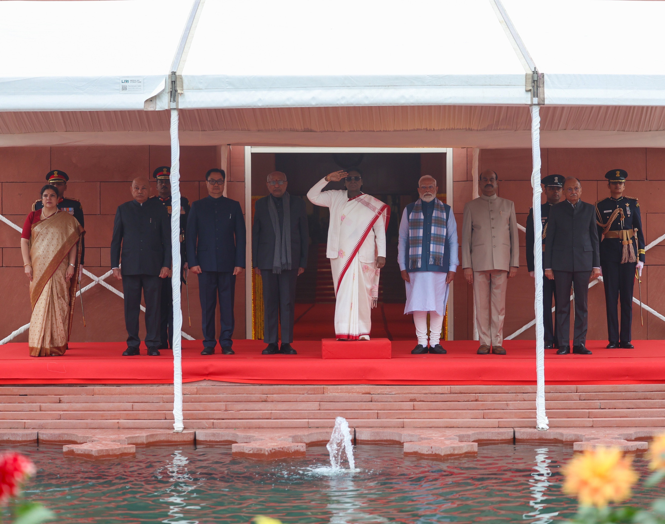 The President of India, Smt Droupadi Murmu, the Vice-President of India, Shri C. P. Radhakrishnan and PM attend the Budget Session of 2026 at Parliament House, in New Delhi on January 28, 2026.