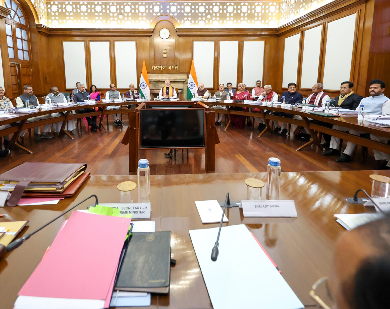 PM chairs Cabinet meeting at South Block, in New Delhi on February 13, 2026.