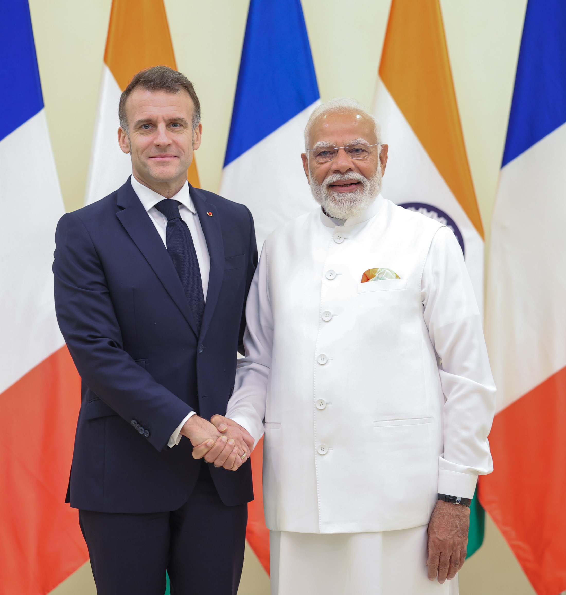 PM holds a bilateral meeting with the President of France, Mr. Emmanuel Macron at the Lok Bhavan, in Mumbai on February 17, 2026.