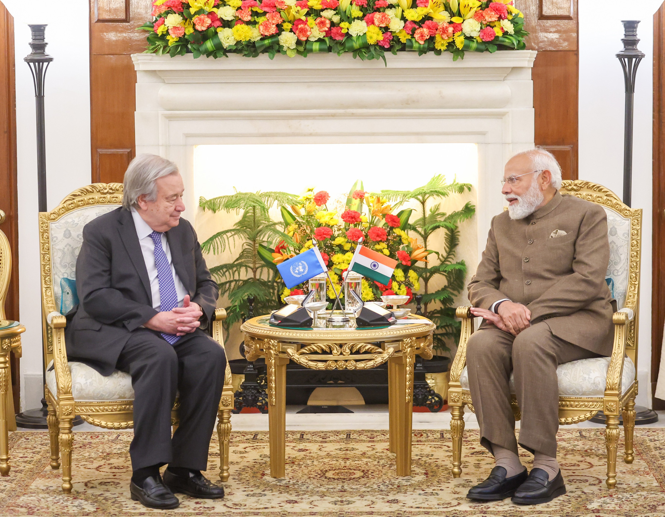PM meeting with the Secretary General of United Nations, Mr. Antonio Guterres at Hyderabad House, in New Delhi on February 20, 2026.