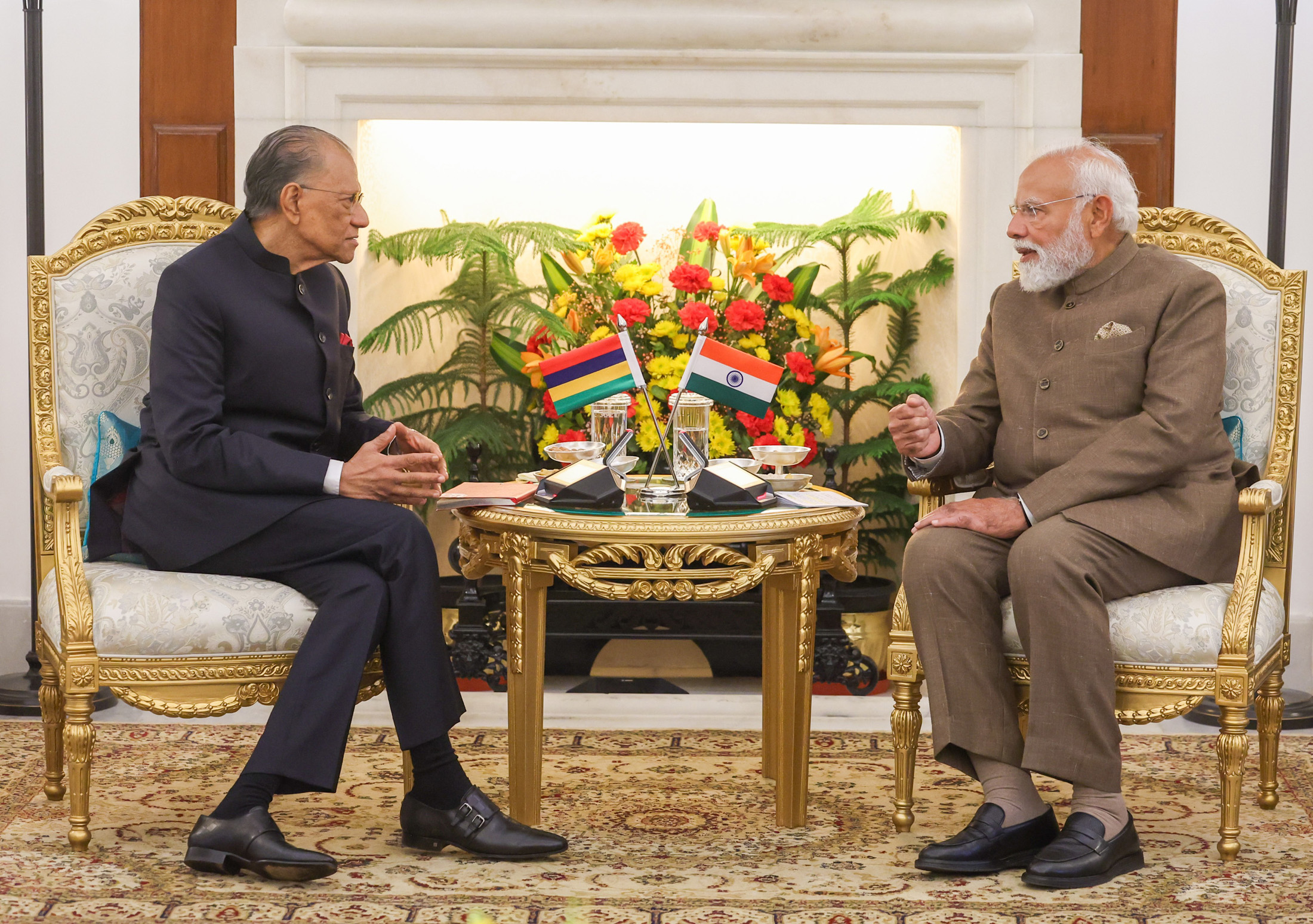 PM meeting with the Prime Minister of Mauritius, Dr. Navinchandra Ramgoolam at Hyderabad House, in New Delhi on February 20, 2026.