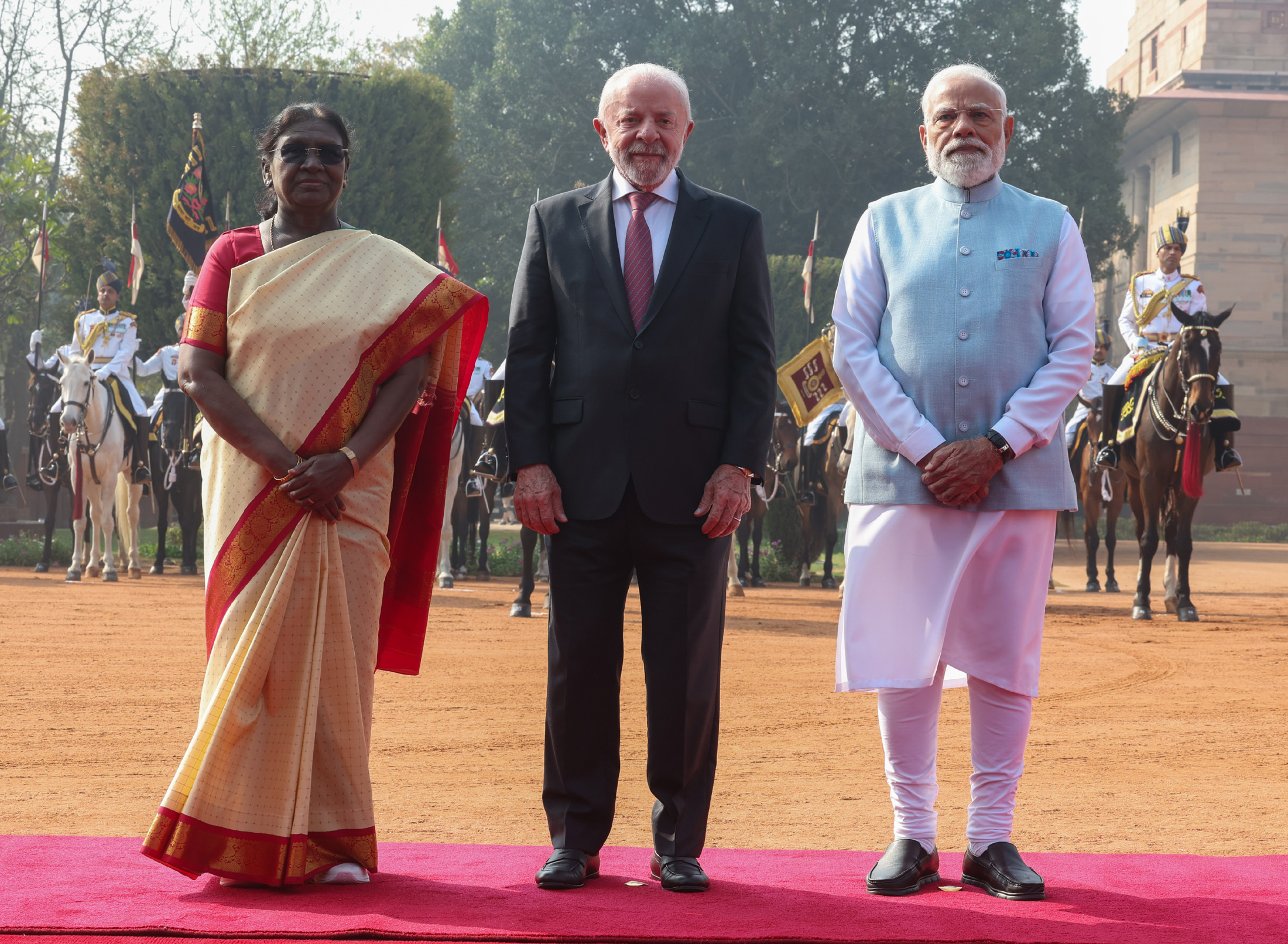 PM attends the Ceremonial Reception of President of Brazil, Mr. Luiz In&aacute;cio Lula da Silva at Rashtrapati Bhavan, in New Delhi on February 21, 2026.