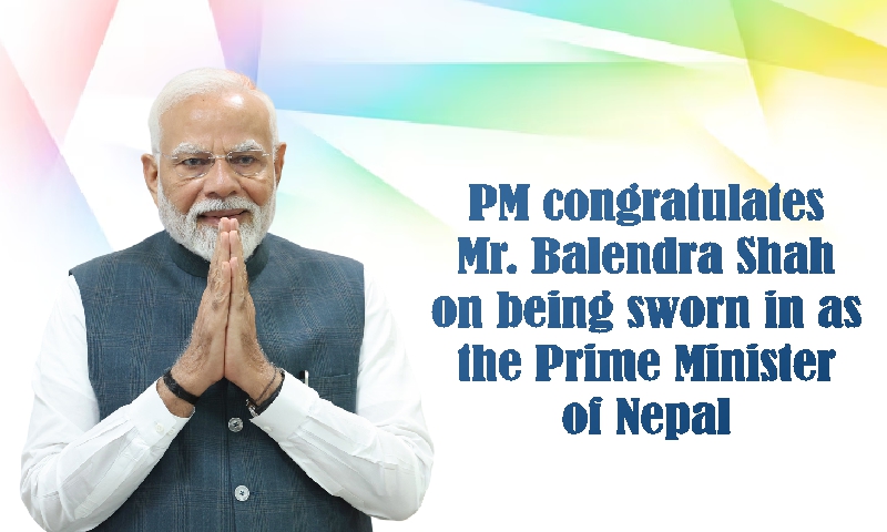 PM congratulates Mr. Balendra Shah on being sworn in as the Prime Minister of Nepal