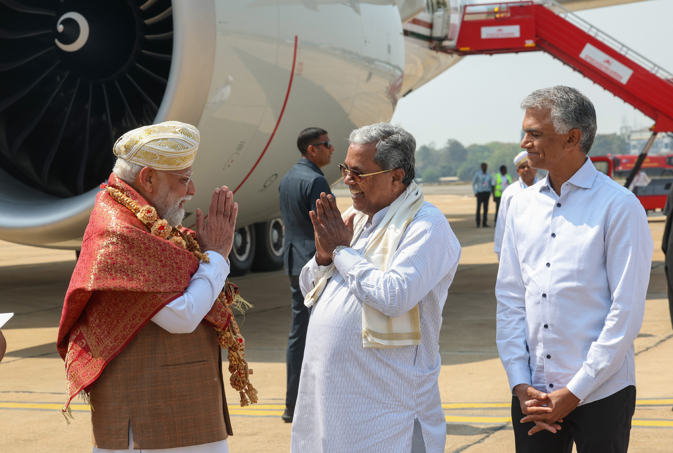 PM arrives at Bengaluru Airport, in Karnataka on April 15, 2026.