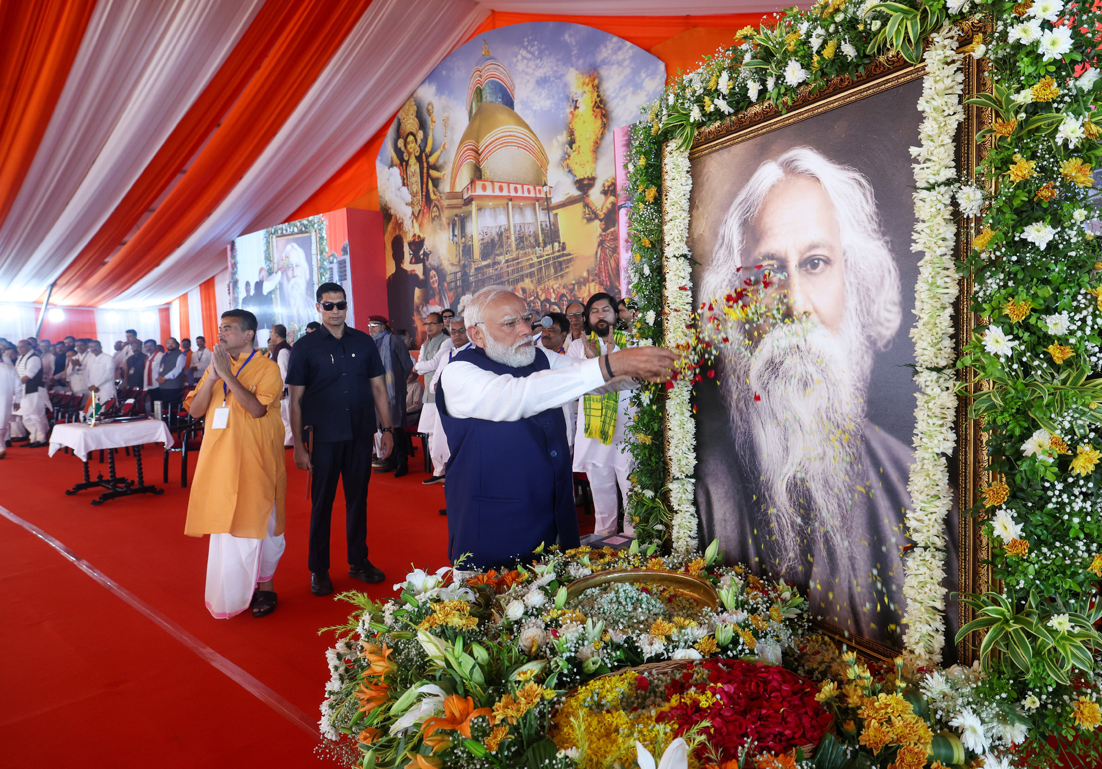 PM pays tribute to Gurudev Rabindranath Tagore on his birth anniversary, in West Bengal on May 09, 2025.