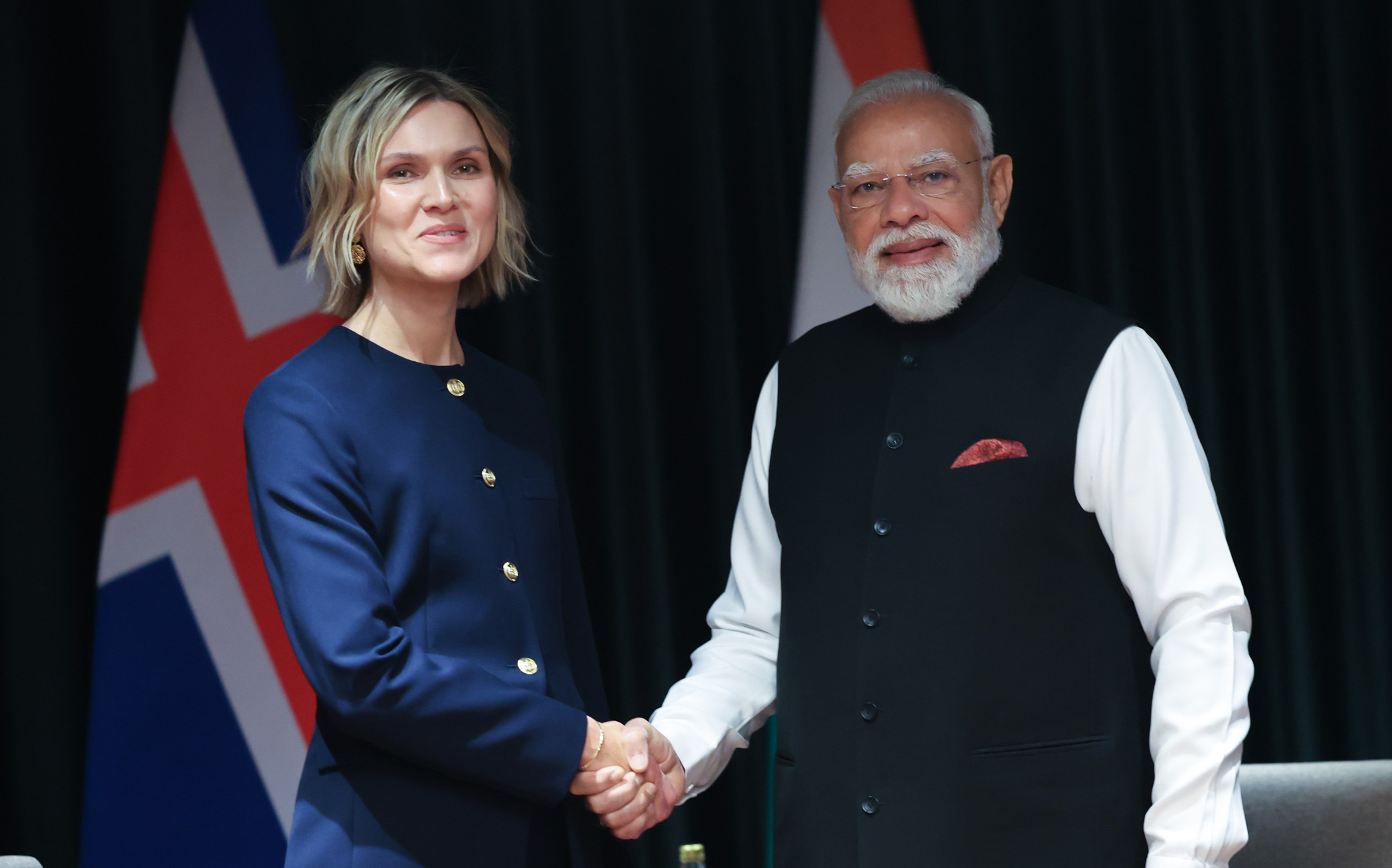 PM holds a bilateral meeting with Icelands Prime Minister Kristrún Mjöll Frostadóttir in Oslo, Norway on May 19, 2026.