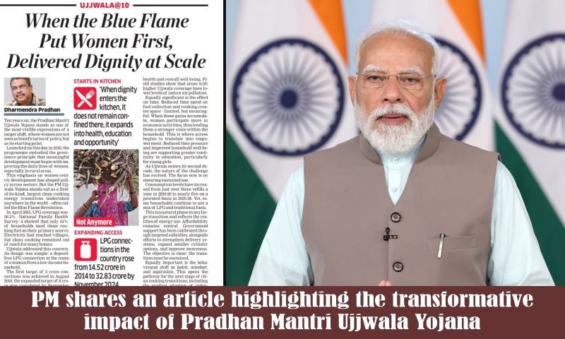 PM shares an article highlighting the transformative impact of Pradhan Mantri Ujjwala Yojana