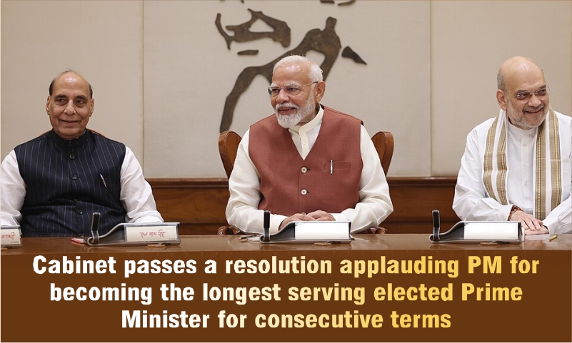 Cabinet passes a resolution applauding PM for becoming the longest serving elected PM for consecutive terms