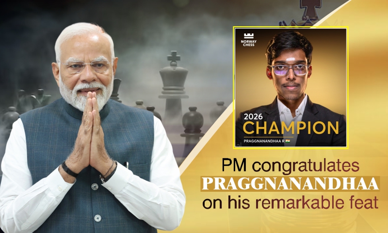PM congratulates Praggnanandhaa on his remarkable feat PM congratulates Praggnanandhaa on his remarkable feat