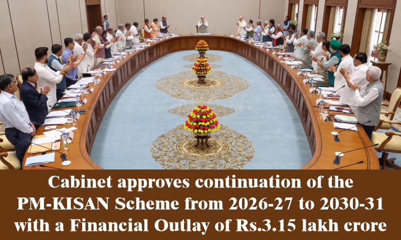 Cabinet approves continuation of the PM-KISAN Scheme from 2026-27 to 2030-31 with a Financial Outlay of Rs.3.15 lakh crore
