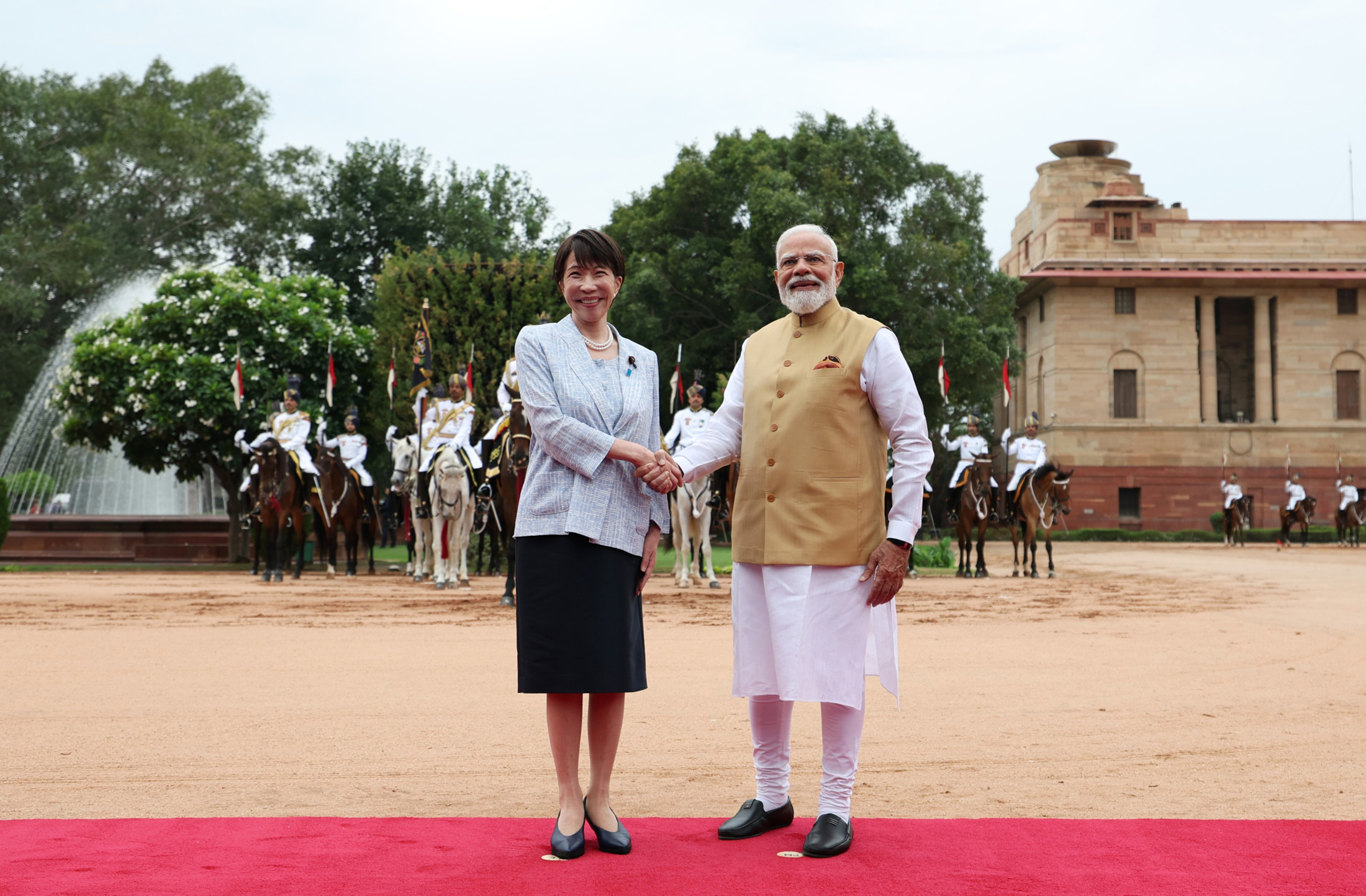 PM attends the Ceremonial Reception of the Prime Minister of Japan, Ms. Sanae Takaichi at Rashtrapati Bhavan, in New Delhi on July 02, 2026.