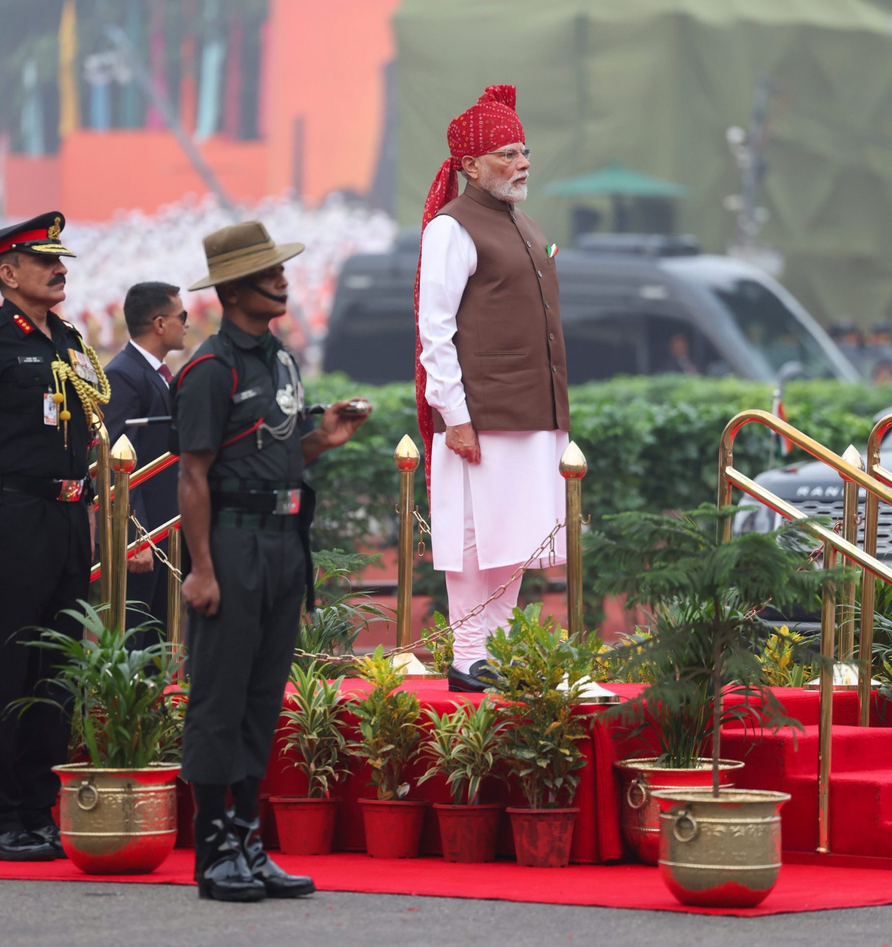 PM inspecting the Guard of Honour on the occasion of 80th Independence Day celebrations at Red Fort, in Delhi on August 15, 2026.
