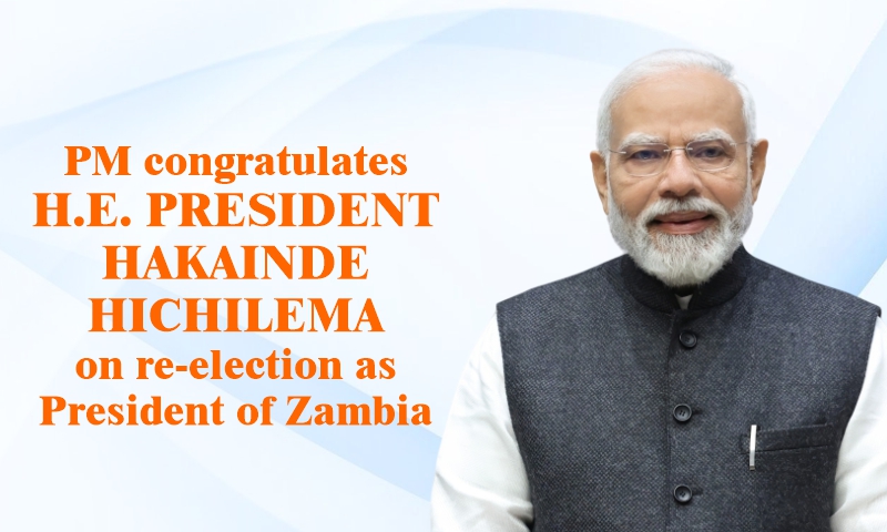 PM congratulates H.E. President Hakainde Hichilema on re-election as President of Zambia