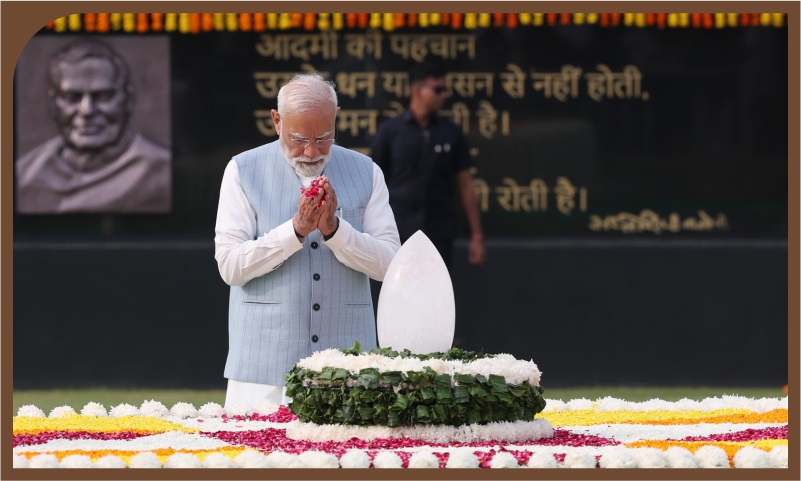 PM pays homage to former Prime Minister, Shri Atal Bihari Vajpayee at Sadaiv Atal