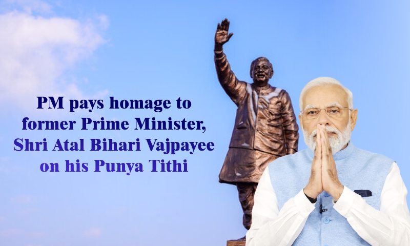 PM pays homage to former Prime Minister, Shri Atal Bihari Vajpayee on his Punya Tithi