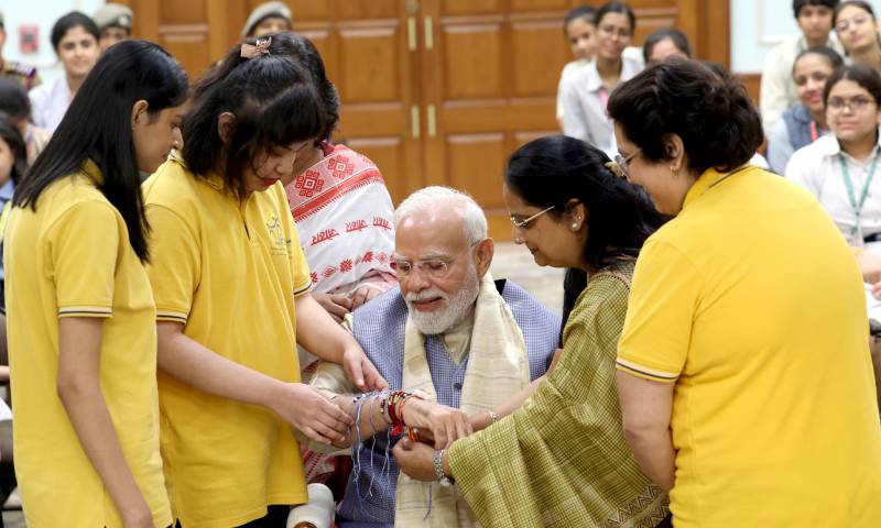 PM shares glimpses of Raksha Bandhan celebrations at 7, Lok Kalyan Marg