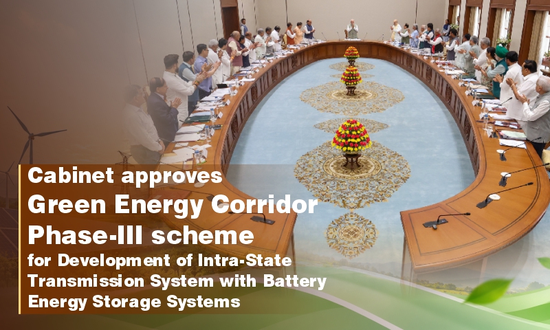 Cabinet approves Green Energy Corridor Phase-III scheme for Development of Intra-State Transmission System with Battery Energy Storage Systems