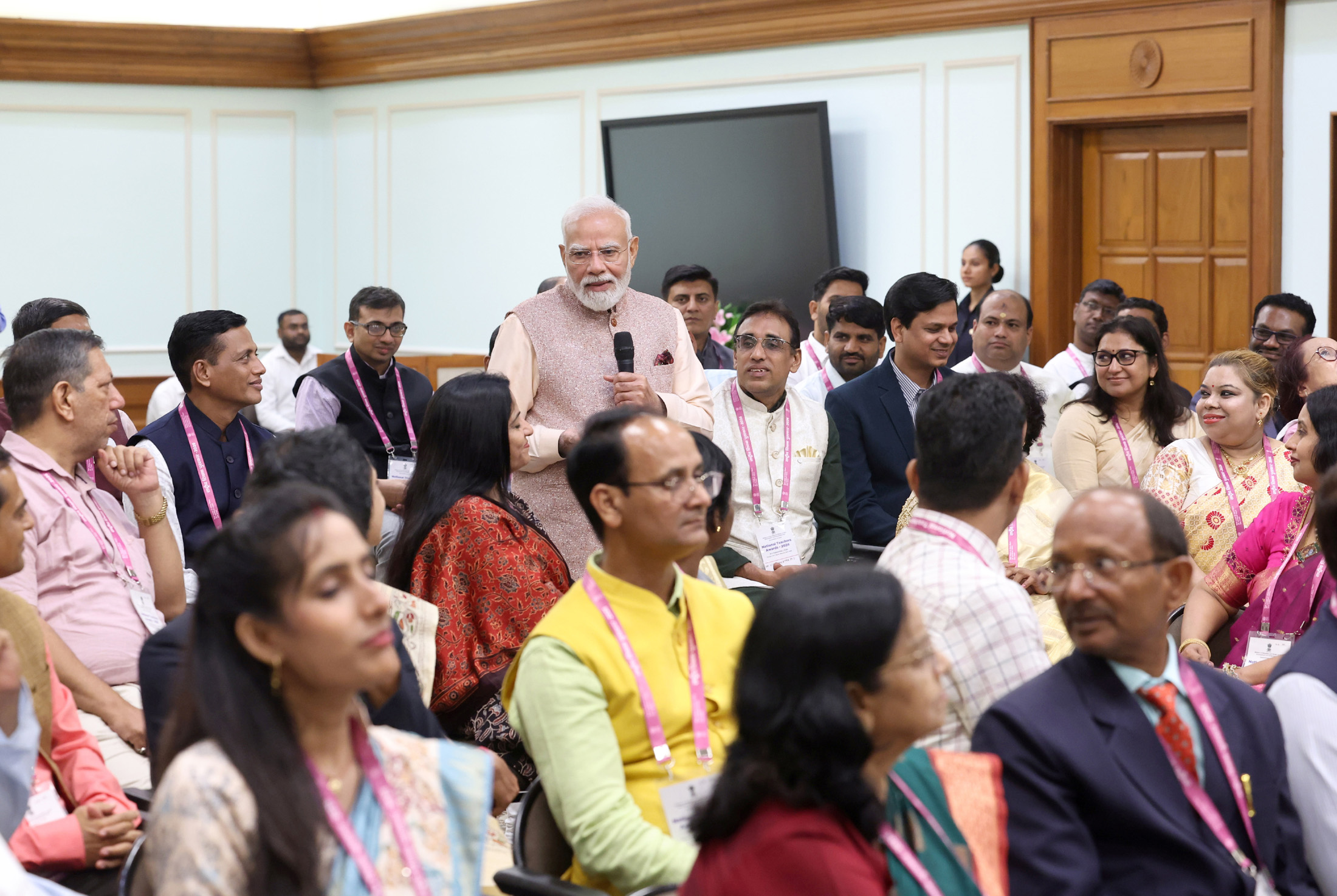 PM interacts with the Awardee Teachers, in New Delhi on September 04, 2026.