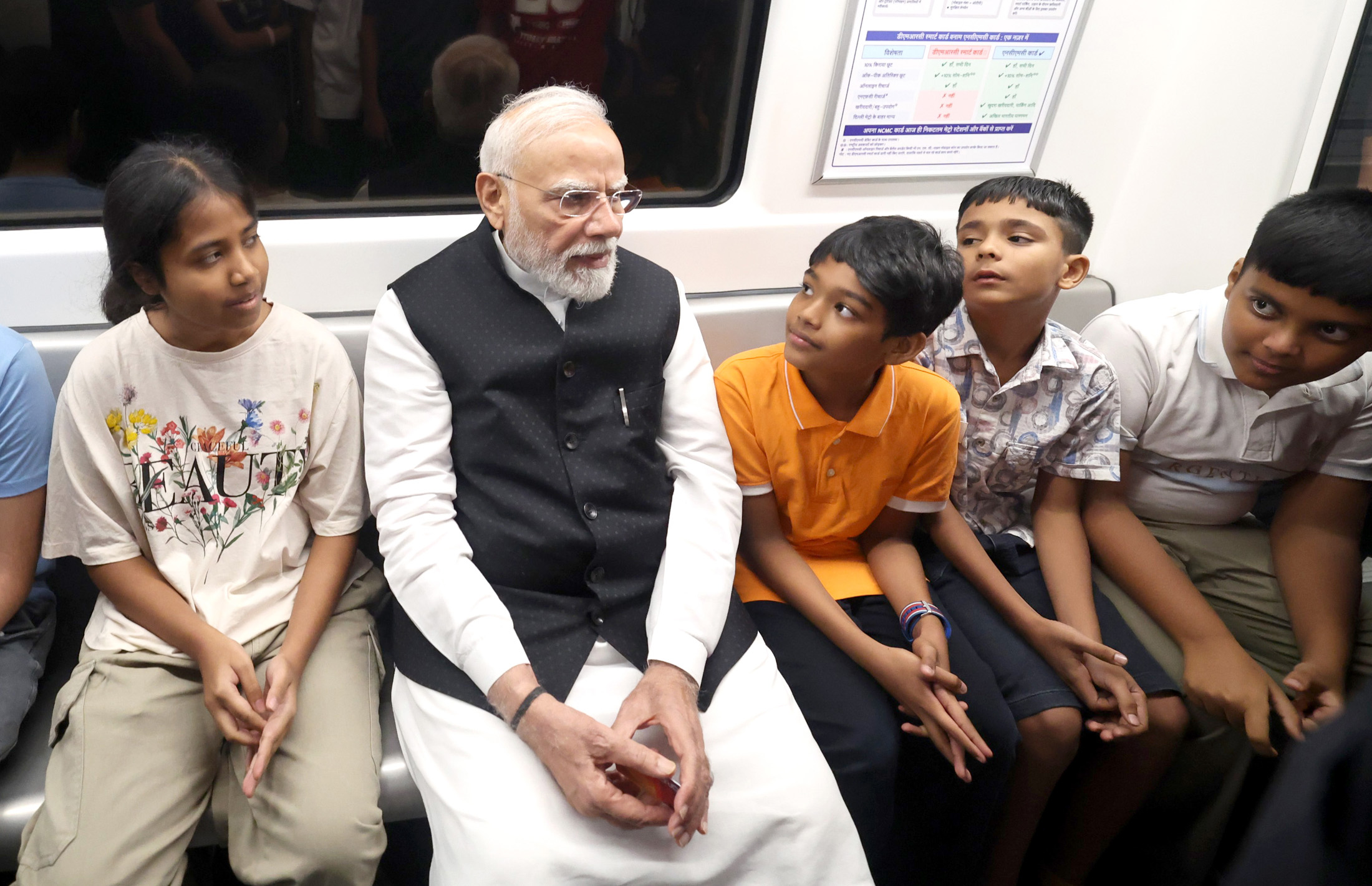 PM travels by Delhi Metro, in New Delhi on September 05, 2026.